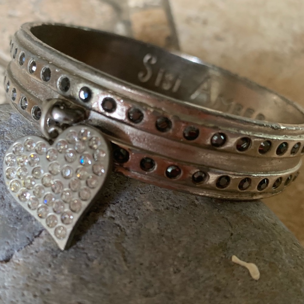 Sisi Amber Swarovski Crystal bangle w/heart